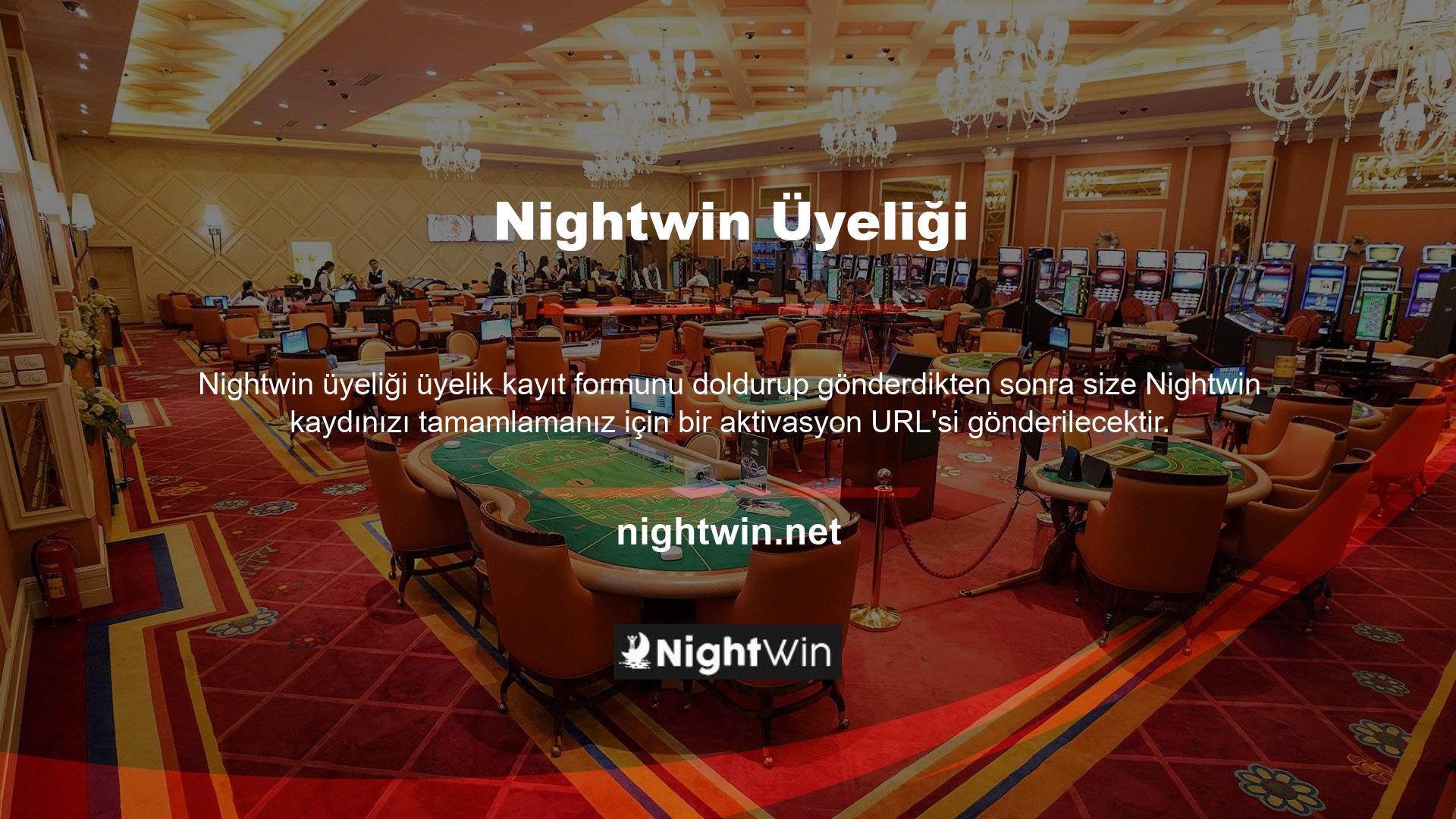 Aktivasyon URL'si, Nightwin web sitesine giriş yapmak için kullandığınız URL'dir