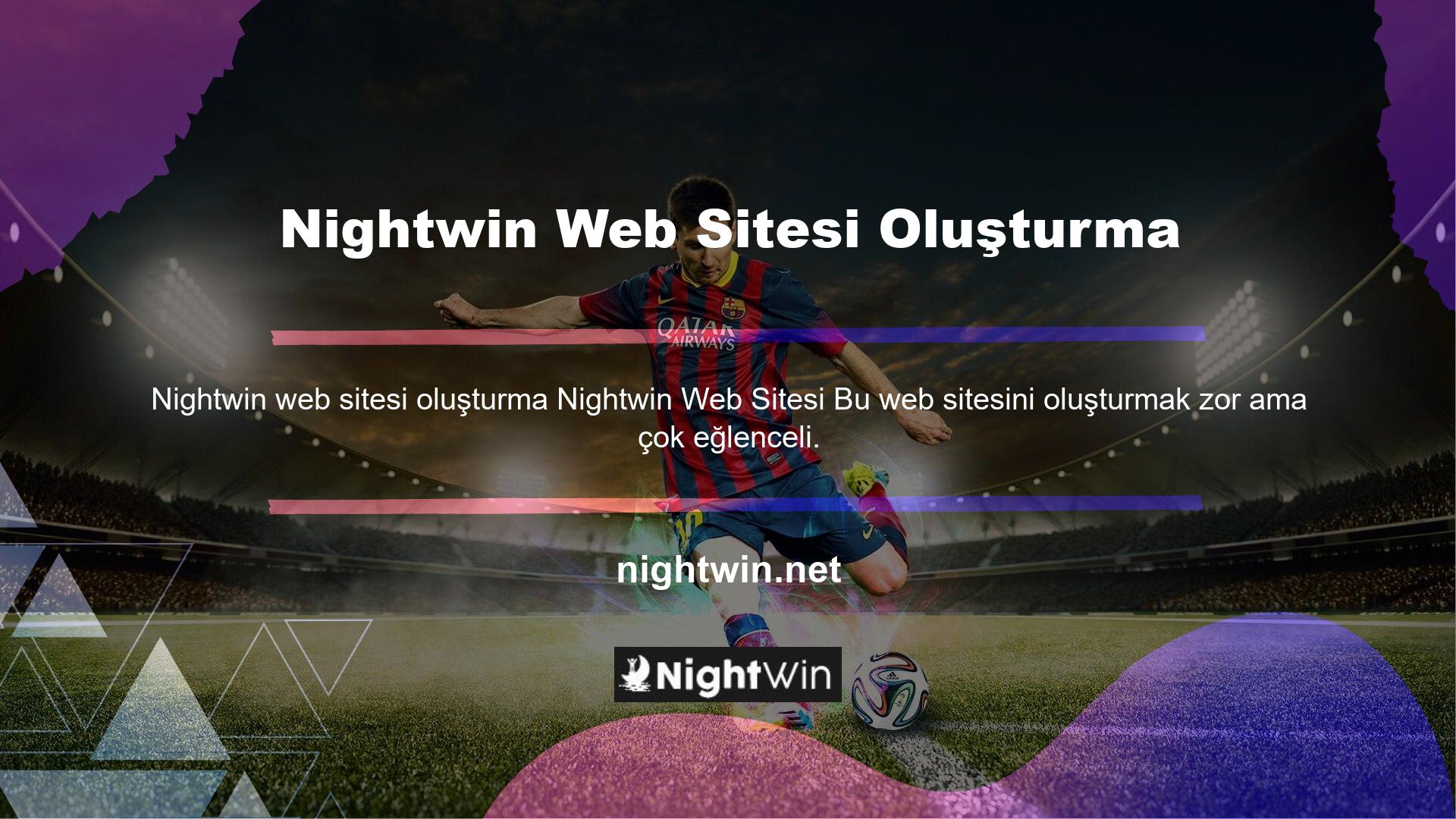 Nightwin web sitesi ana sayfasının sağ üst köşesinde giriş butonu bulunmaktadır